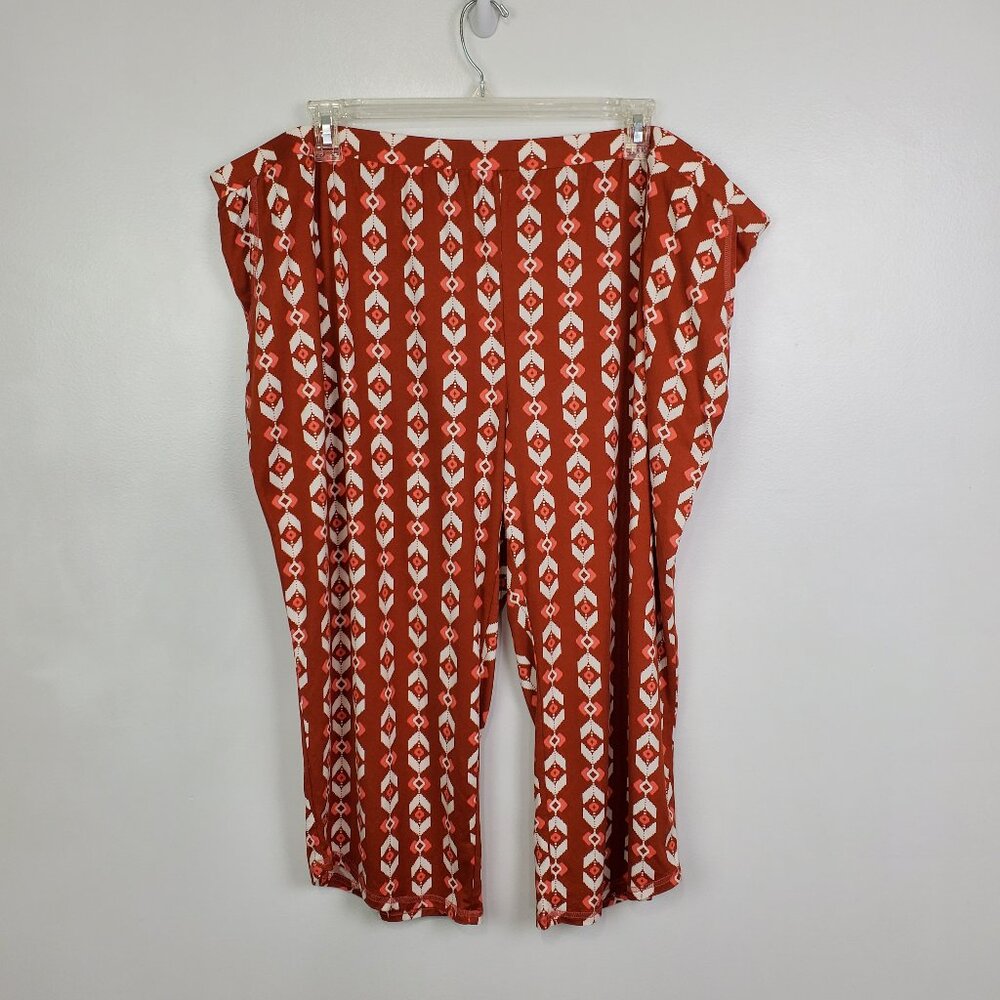 AnyBody Aztec Print Soft Cozy Pull-On Capri Lounge Pants With Pockets Size 3XP - Picture 1 of 10